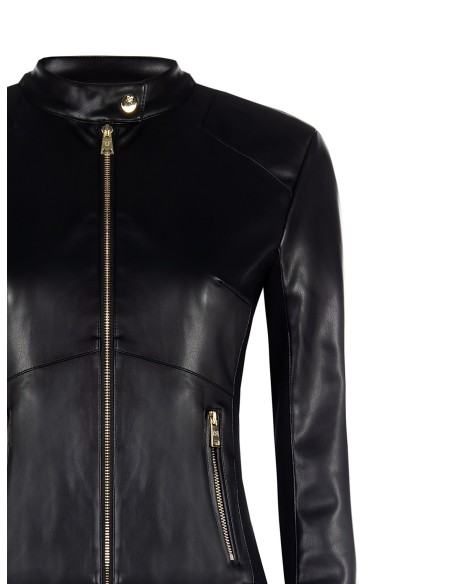 Veste en similicuir avec empiècements latéraux en maille Rinascimento