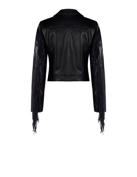 Blouson en similicuir à franges Rinascimento