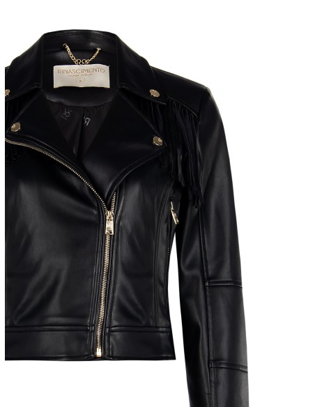 Blouson en similicuir à franges Rinascimento