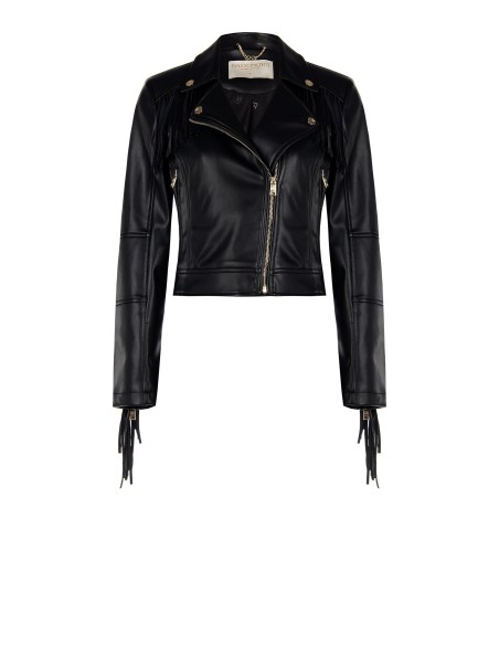 Blouson en similicuir à franges Rinascimento