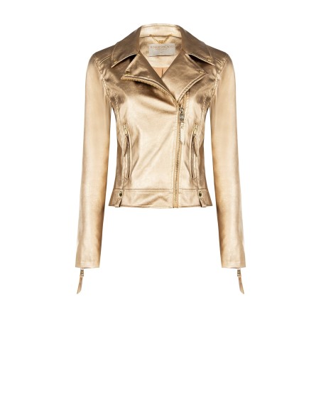Veste perfecto en simili-cuir métallisé Rinascimento