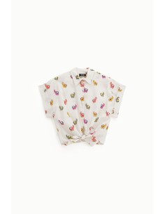 Cropped shirt met fantasieprint en knoop aan de voorkant Dixie 2