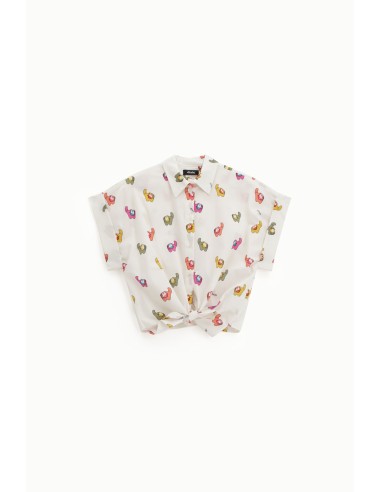 Cropped Shirt Fantasy Print With Front Knot Dixie