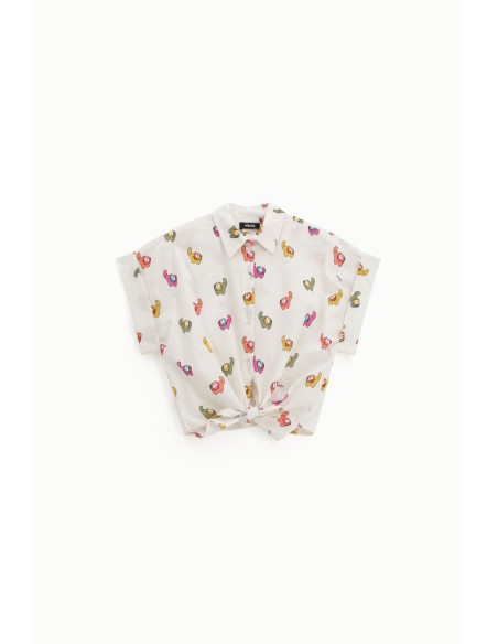 Cropped Shirt Fantasy Print With Front Knot Dixie
