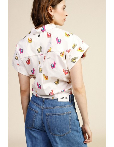 Cropped shirt met fantasieprint en knoop aan de voorkant Dixie