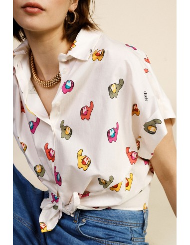 Cropped shirt met fantasieprint en knoop aan de voorkant Dixie