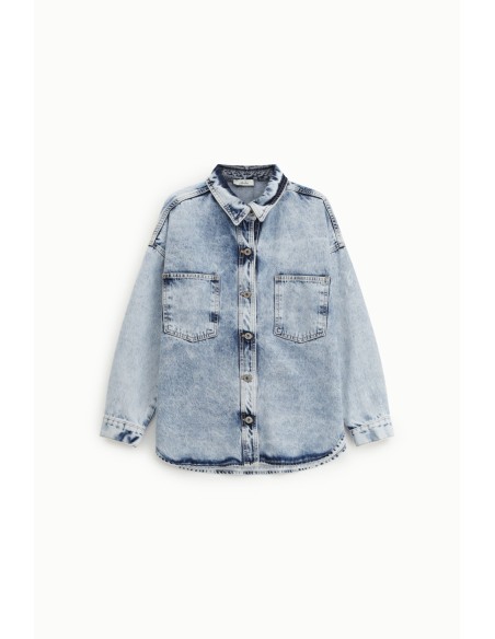 Denim overhemd met ruime pasvorm en opgestikte zakken Dixie