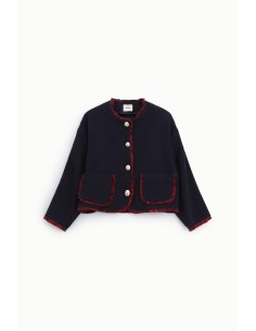 Veste courte en tweed avec profils effilochés Dixie