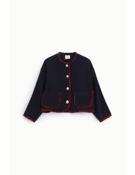 Veste courte en tweed avec profils effilochés Dixie