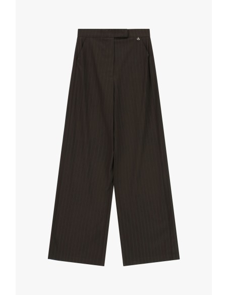 Pantalon Dixie à jambes larges à fines rayures, taille mi-haute