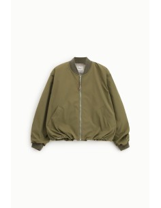 Dixie Oversized Bomber Jacket With Zip And Ribbed Edge (Veste bombardier surdimensionnée avec fermeture éclair et bords côtelés)