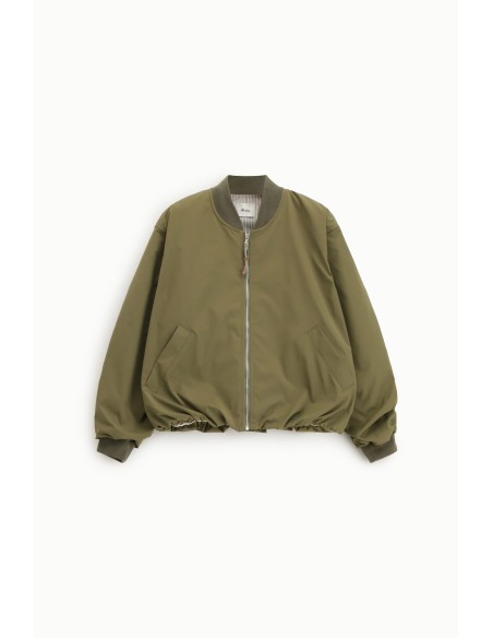 Dixie Oversized Bomber Jacket With Zip And Ribbed Edge (Veste bombardier surdimensionnée avec fermeture éclair et bords côtelés)