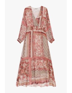 Lange patchworkjurk met V-hals van Dixie 2