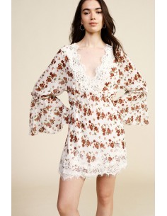 Korte gebloemde jurk met uitlopende mouwen Dixie