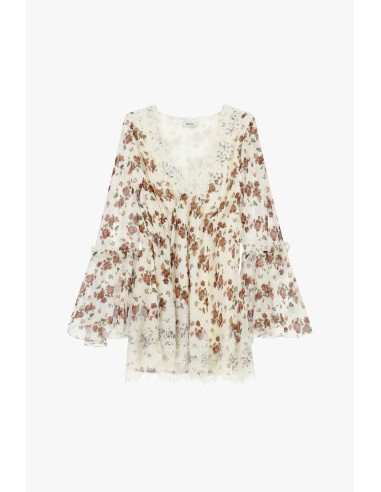 Robe courte fleurie à manches évasées Dixie