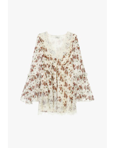 Robe courte fleurie à manches évasées Dixie