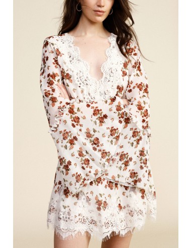 Robe courte fleurie à manches évasées Dixie