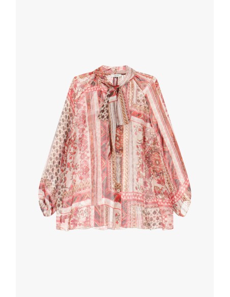 Blouse ample à motifs avec nœud au col Dixie