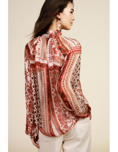 Blouse ample à motifs avec nœud au col Dixie