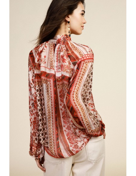 Blouse ample à motifs avec nœud au col Dixie