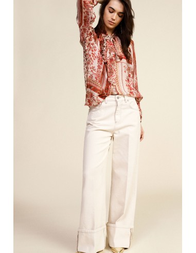 Ruime blouse met dessin en strik bij de hals Dixie