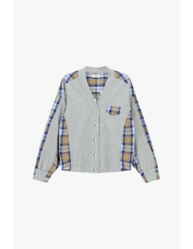 Sweater zonder capuchon met geruite inzetten en knopen Dixie
