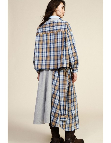 Jupe longue patchwork asymétrique à cordon de serrage Dixie