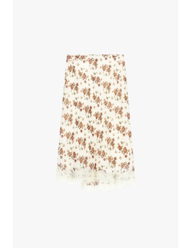 Jupe midi fleurie avec bord en dentelle Dixie