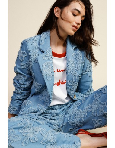 Denimjack met bloemenborduursels en zakken aan de voorkant Dixie