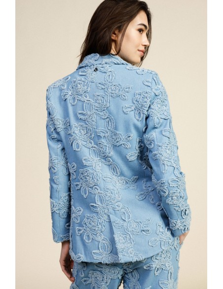 Veste en jean avec broderies florales et poches frontales Dixie