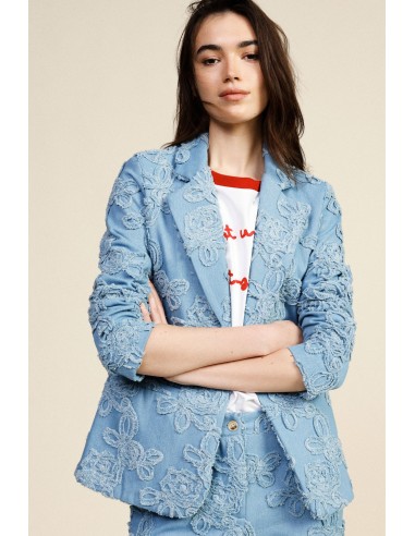 Denimjack met bloemenborduursels en zakken aan de voorkant Dixie