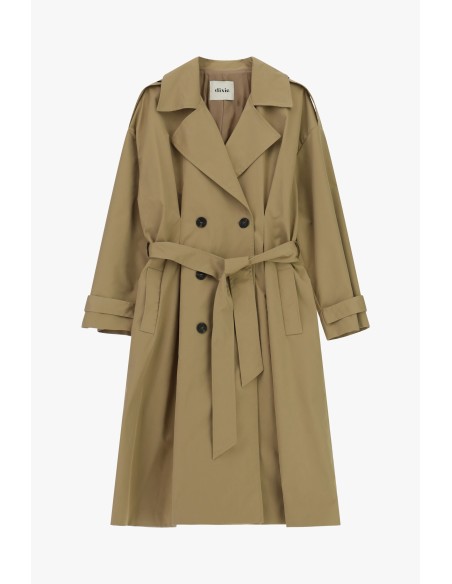 Dixie trenchcoat met dubbele rij knopen, riem en brede revers