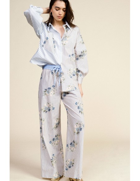 Pantalon palazzo rayé à motif floral Dixie
