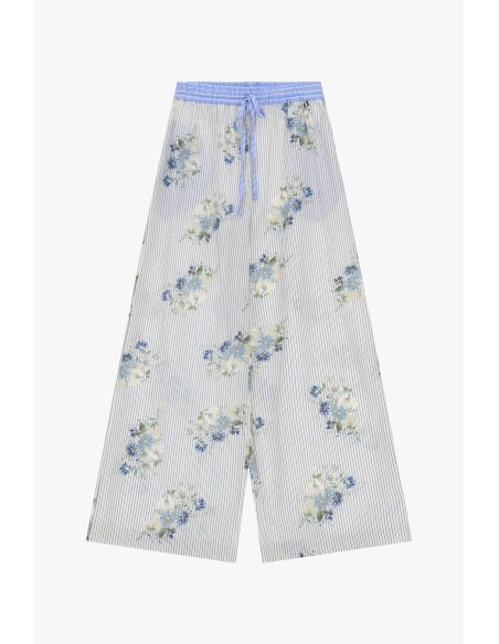 Pantalon palazzo rayé à motif floral Dixie