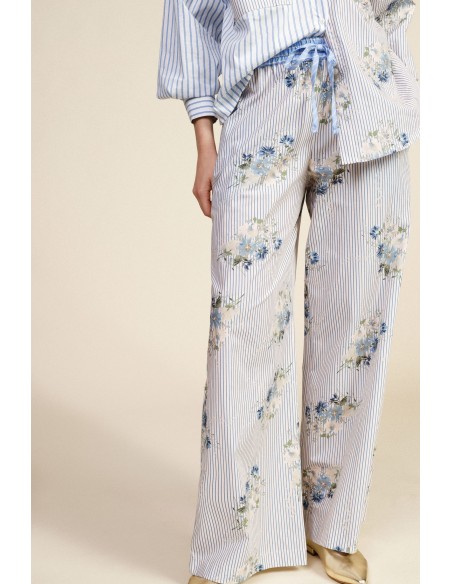 Pantalon palazzo rayé à motif floral Dixie