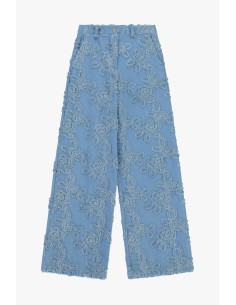Pantalon palazzo Dixie à broderie en relief et jambes larges 2