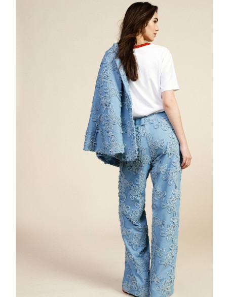 Pantalon palazzo Dixie à broderie en relief et jambes larges
