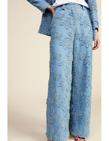 Pantalon palazzo Dixie à broderie en relief et jambes larges