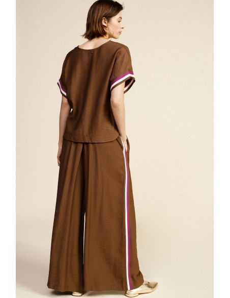 Pantalon palazzo avec bandes latérales Dixie