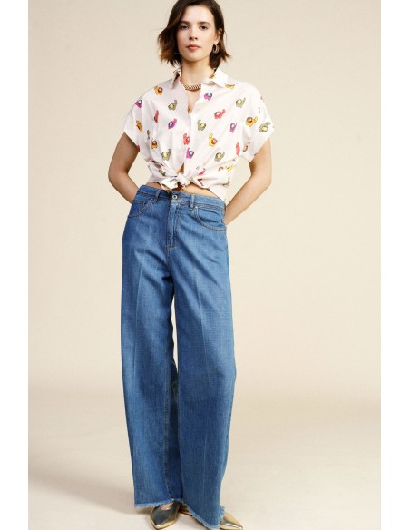 Dixie-jeans met wijde pijpen en franjes