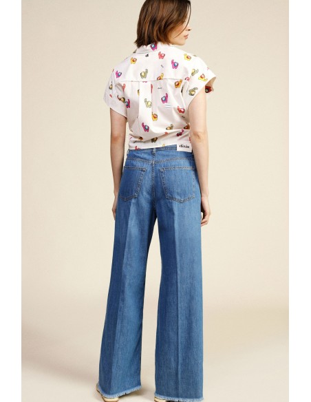 Dixie-jeans met wijde pijpen en franjes