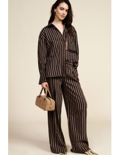 Pantalon palazzo rayé avec ceinture à nouer Dixie