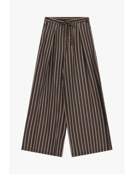 Pantalon palazzo rayé avec ceinture à nouer Dixie