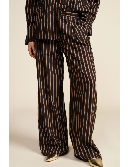 Pantalon palazzo rayé avec ceinture à nouer Dixie
