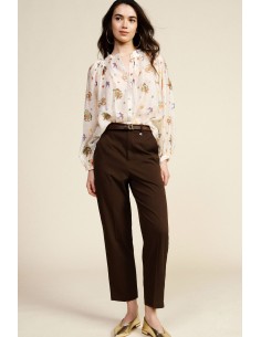 Pantalon cropped taille haute avec pli frontal Dixie