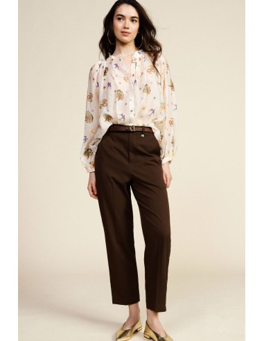 Pantalon cropped taille haute avec pli frontal Dixie
