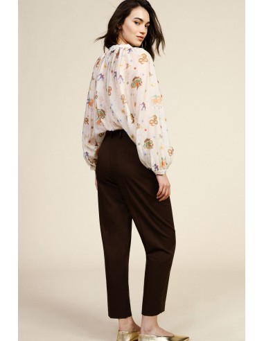 Pantalon cropped taille haute avec pli frontal Dixie