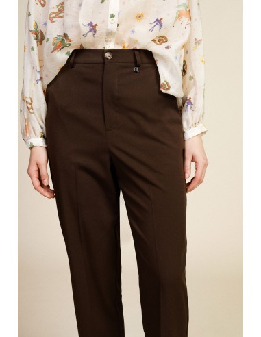 Dixie cropped broek met hoge taille en vouw aan de voorkant