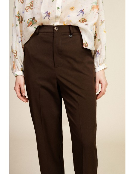 Pantalon cropped taille haute avec pli frontal Dixie