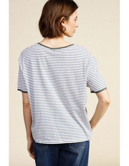 T-shirt rayé à col V Dixie